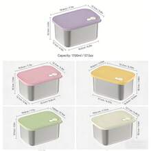 304 Stainless Steel Food Container, Stackable Refrigerator Sealed Fresh-Keeping Box, Fruit And Vegetable Meat Storage Box With Lid, Large Capacity Food Preservation Box, Suitable For Kitchen Food Storage And Organization - Multicolor - View 14