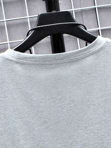Hombres Camiseta de hombros caídos con estampado de expresión - Gris Claro - Ver 3