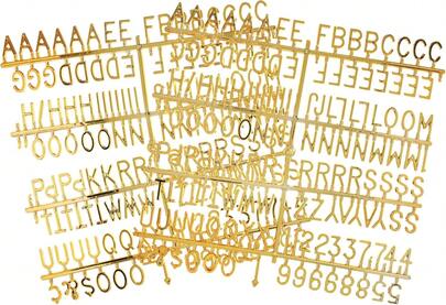 3_4 Inch Letters For Felt Letter Boards, 294 Pieces Including Characters, Numbers &Amp; Symbols For Changeable Plastic Message Boards (Gold)