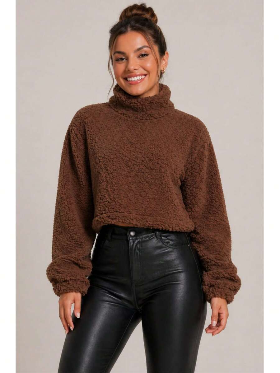 Women's Teddy Turtleneck Blouse - Rỉ Nâu - Xem 1