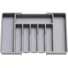 1pc Expandable Kitchen Drawer Cutlery Organizer Box, Adjustable Utensil Storage Tray, Multi-Function Knife Fork Spoon Holder, Black Medium Size - Multicolor - View 13