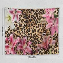 Leopard Background Pink Lily Flower Decorative Art Tapestry, Living Room Bedroom Wall Hanging, Housewarming Gift Home Soft Decoration Tapestry, Ideal Furniture Decoration - 1PC - 查看 13