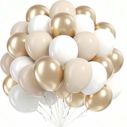 Set de 54 piezas/27 piezas de globos de látex blancos, blancos arena y dorados metálicos champán de 10 pulgadas, kit de arco de globos, globos de látex premium, adecuado para bodas, despedidas de soltera, fondos de fiesta de cumpleaños bohemios