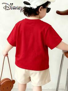 Disney Authorization - Baby Boys' Clothing Summer Casual Short Sleeves - Cars Flash McQueen - Printed Pattern Design Round Neck Baby T-Shirt, Newborn Baby Pullover, Summer Top Clothing, Local Warehouse, Soft And Comfortable, Suitable For Baby Boys To Wear - Đỏ - Xem 2