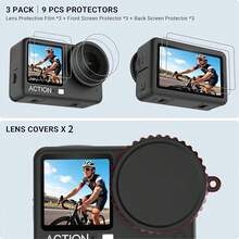 [9+2] Pcs Screen Protector Kit For Osmo Action 6/5 Pro/4/3, Including 9 Pcs Tempered Glass Front/Rear Screen/Lens Protectors And 2 Pcs Lens Caps. Full Protection, HD Clear, Sensitive Touch, Anti-Fingerprint And Scratch. Outdoor Sports Shooting Equipment. High Definition, Screen Protectors, Protector Kit, Camera Lens Caps, Suitable For Vloggers, Creators And Photography Enthusiasts. - View 8
