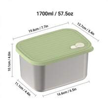304 Stainless Steel Food Container, Stackable Refrigerator Sealed Fresh-Keeping Box, Fruit And Vegetable Meat Storage Box With Lid, Large Capacity Food Preservation Box, Suitable For Kitchen Food Storage And Organization - Multicolor - View 17