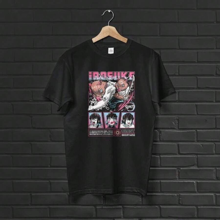 Unisex T-shirt  Hashibira T-shirt med djurmotiv, grafisk bomulls-t-shirt, streetwear-t-shirts för män, herr-t-shirts, herrkläder, herrset, herr-t-shirt, herrartiklar, vardagsklänningar för kvinnor, damset, eleganta blusar, dam-t-shirts, damklänning - Svart - Visa 1