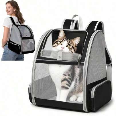 1pc Airline Approved Pet Travel Backpack - Durable Oxford Fabric Suitable For Cats And Small Dogs Under 15lbs, Hands-Free Design For Hiking, Shopping, Vet Visits (1pc, Lightweight & Breathable)