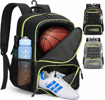 basketball backpack with separate ball compartment and shoe pocket sports bag for training basketball soccer volleyball swimming gym travel