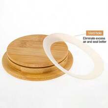 Set Of 7 8cm Reusable Airtight Glass Storage Lids For Bamboo Lids - 7 piezas por juego - Ver 4