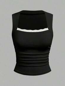 paquete de 3 Tops de tirantes para mujeres con cuello cuadrado acolchado, sin sujetador, ajuste delgado - Multicolor 3 - Ver 6