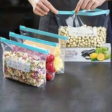 60 Pcs Leak-Proof Reusable Safety Ziplock Bags, 3 Sizes For Food Storage And Multiple Scenarios,Leakproof Material For Kitchen Organization,Transparent Fresh-Keeping Sealable Bags, Reusable, With A Stand-Up Zipper Design And A Cup-Shaped Opening, Suitable For Fruits, Grains, Vegetables And Meats - View 6
