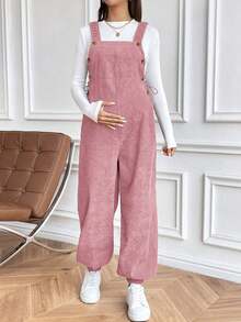 Monos informales de maternidad ajustables con elástico de color marrón - Rosa - Ver 4