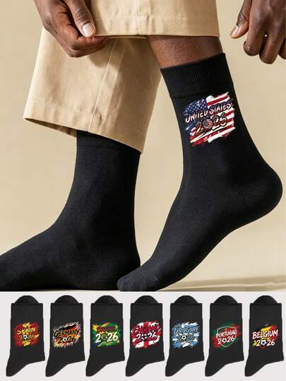1 Pair 2026 World Cup National Theme Socks, Suitable For Men And Women, Regular Thickness Football Socks For 2026 USA, Canada, Mexico World Cup, Suitable For Daily And Campus Wear, Surprise Gift For Lover Or Friend, Perfect For Watching World Cup