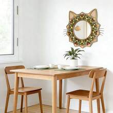 New Arrival Creative Nordic Style Bedroom Living Room Entrance Wooden 2D Retro Wall Hanging Decorative Mirror - A - View 2
