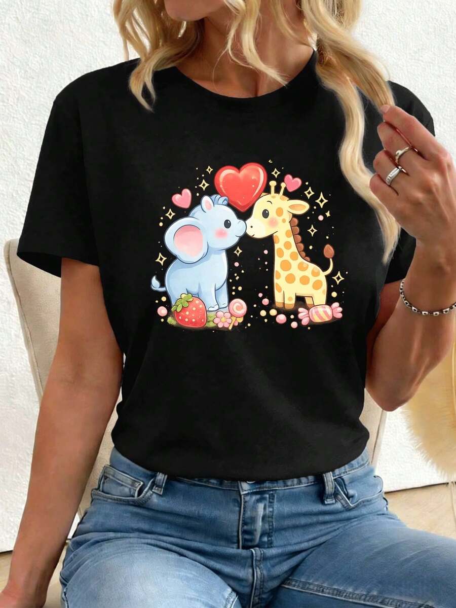 Dam-T-shirts - Svart - Visa 1
