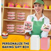 100 Pa Charcuterie Boxes With Clear Lids Valentine Gift 5 Inch Cookie Boxes Disposable Cake Case Paper Square Cookie Containers Dert For Sandwich Slice Cake Hot Cocoa Bombs Stberries(Pink) Variant 3 - 粉色 - 查看 4