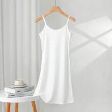Minivestido holgado para mujer, tela ligera de seda helada, perfecto para el verano, falda exterior de moda 2024 - Negro corto - Ver 3