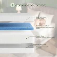 Colchón de tamaño individual, colchón de espuma de memoria de gel de 6 pulgadas en una caja, libre de fibra de vidrio, transpirable para un sueño talla grande fresco, con soporte y alivio de la presión, certificado CertiPUR-US, color blanco - Blanco - Ver 4