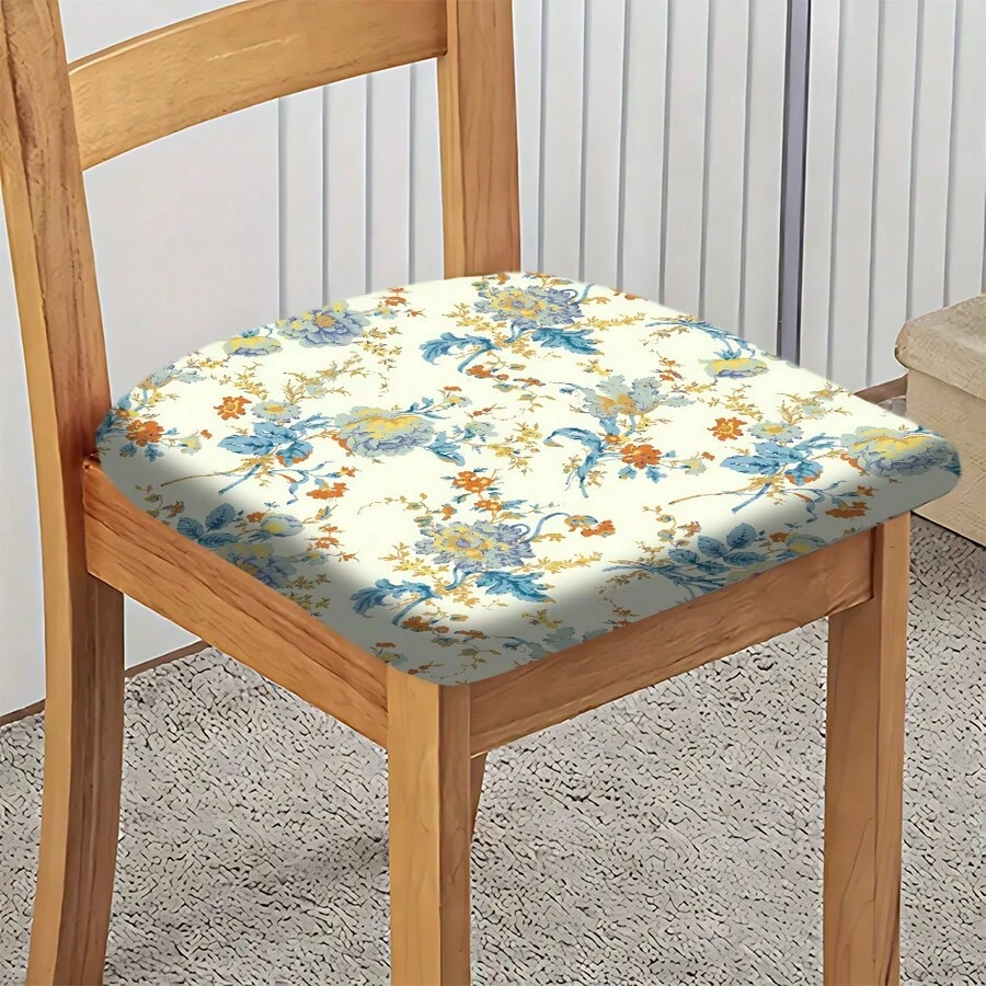 2/4/6pcs Vintage Floral Pattern Stretch Seat Cushion Covers, Chair Covers, Suitable For Home Decor, Living Room, Dining Room, Garden, Hotel, Party Events, Washable Polyester Material, Chair Seat Pad Protector - Multicolor - View 1
