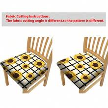 2/4/6pcs Sunflower Plaid Pattern Stretch Seat Cushion Covers, Suitable For Home Decor, Living Room, Dining Room, Garden, Hotel, Party Events, Washable Polyester Material Dining Chair Seat Covers - Multicolor - View 8