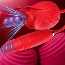 R RUIJU Valentine'S Day Gift: Dual-Purpose Rose Sex Product Simulation Sucking Massage Plus Vibration Stick In One: Multi-Frequency Sucking + Vibration Massage Device Gift With 8 Types Of Sucking + Vibration Modes For Women - Hoa hồng 2 - Xem 6