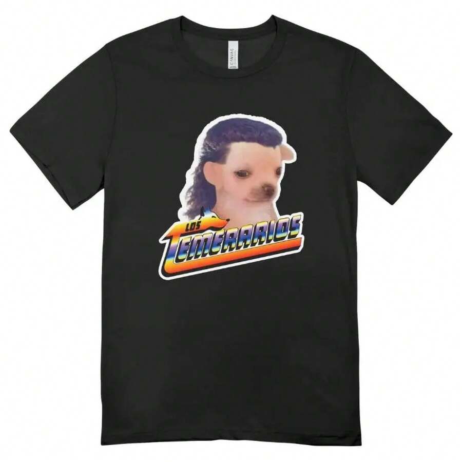 Funny T-Shirt Los Temerarios - Dog With Rocker Hair - Exclusive Design For Fans - Comfortable And Durable CT1 6MJK - Black - View 1