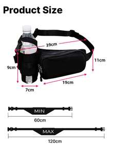 Everyday Waterproof Waist Bag With Bottle Pocket, Casual Crossbody Fanny Pack For Men & Women - 黑色 - 查看 8