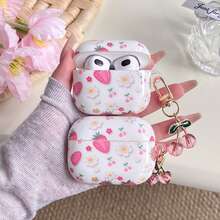 Thiết kế họa tiết hoa dâu tây và hoa anh đào, kèm 1 mặt dây chuyền, tương thích với ốp bảo vệ chống rơi cho tai nghe 4, Pro, Pro 3, cũng như ốp bảo vệ tai nghe Pro 2/3. - trắng - Xem 7