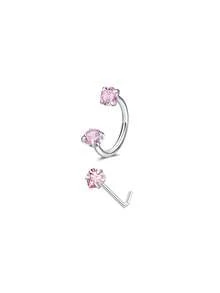 2/6 Peças Argolas de Nariz em Forma de Ferradura com Piercing de Nariz em Formato de L, Anel de Nariz de Aço Inoxidável 18G com Zircônia Cúbica Arco-Íris, Piercing de Lábio, Sobrancelha, Hélice e Orelha para Mulheres e Homens - Multicolorido - Visão 6
