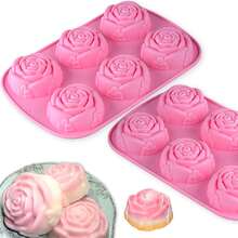 1/2pcs Rose Mousse Cake Silicone Mold, 6pcs Rose Shaped Candy Mold, Pink Chocolate Silicone Mold, Non-Stick Baking Mold, Suitable For Valentine's Day Party, Candy, Cake, Dessert, Pastry, Soap And Ice Cream, Kitchen Baking Tool/Accessory - 彩色 - 查看 10