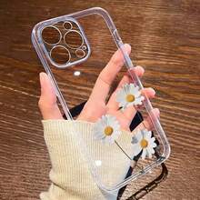 1pc Minimalist Fresh Daisy Flower Transparent Soft Phone Case - Multicolor - View 4