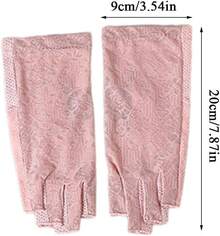 Driving Gloves UV Sun Protection Touchcreen Non Slip Summer Upf50+ Fingerless Lace Gloves For Women Outdoor Cycling - 杏 - 查看 7