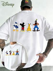 T-shirt Disney Mickey Mouse avec impression recto verso. Retrouvez quatre personnages Disney emblématiques : Donald Duck, Mickey, Pluto et D-ingo. Ce t-shirt à manches courtes et coupe décontractée est idéal pour l'été. Confectionné en coton 100 % de haute qualité, il est confortable, respirant et polyvalent. Unisexe. Parfait pour une visite à Disneyland, pour compléter vos tenues, au quotidien, pour un look streetwear ou pour les vacances. Le cadeau idéal pour les fans de Disney. Lavable en machine. - Blanc - Voir 1