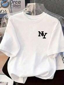 Short-Sleeved T-Shirt Made From 100% Pure Cotton. Perfect For Outdoor Activities, Casual Everyday Wear, And Fitness, It Makes An Ideal 's Day Gift. Stylish, Breathable, And Lightweight, With A Urban Graphic Design. - 白色 - 查看 1