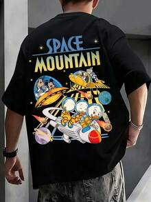 Disney Printed T-Shirt,Disney Space Mountain Mickey & Friends T-Shirt, Disney Ducktales Space Mountain Tomorrowland Shirt, Disneyland Family Shirt, Unisex,High-Quality Pure Cotton T-Shirt,Suitable For All Seasons, Comfortable And Breathable| Exquisite Design | The Best Choice For Giving Gifts - màu đen - Xem 1