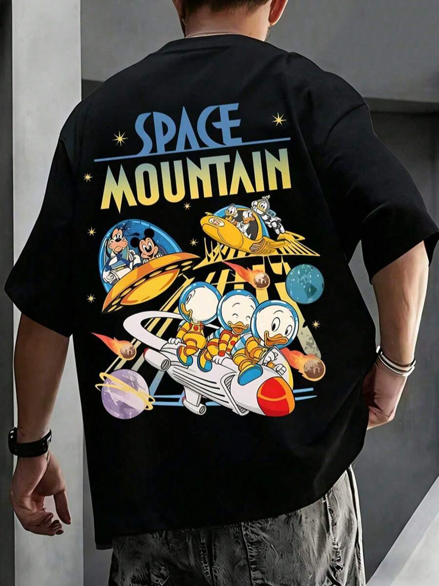 Disney Printed T-Shirt,Disney Space Mountain Mickey & Friends T-Shirt, Disney Ducktales Space Mountain Tomorrowland Shirt, Disneyland Family Shirt, Unisex,High-Quality Pure Cotton T-Shirt,Suitable For All Seasons, Comfortable And Breathable| Exquisite Design | The Best Choice For Giving Gifts - màu đen - Xem 1