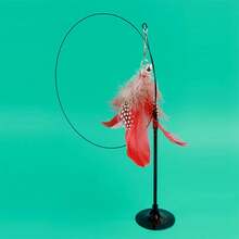 Juguete divertido para gatos, pluma esponjosa y colorida con campana, palo para gato con ventosa, juguete para gatitos, varita rompecabezas desmontable interactiva, suministros para gatos - Pluma Roja de Sucker - Ver 12