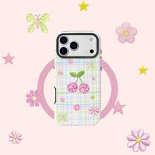 1pc Cherry Plaid Butterfly Star Flower Magnetic Wireless Charging 2-In-1 Protective Phone Case Compatible With Apple 17 Pro Max/16 Pro Max/15 Plus/15 Pro/15/14 Pro Max/14 Plus/14 Pro/14/13 Pro Max/13 Pro/13/12 Pro Max/12 Pro/12 11, Suitable As Gift For Boyfriend/Girlfriend - Multicolor - View 1