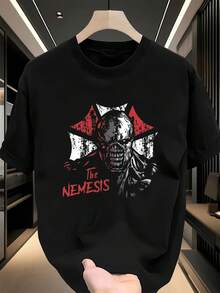 T-shirt oversize à manches courtes pour homme Nemesis - Coupe ample et décontractée - 180 g - Respirant, anti-transpirant, lavable en machine - Cadeau idéal pour les fêtes ou un festival pour un ami - Noir - Voir 1