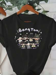 Damen T Shirt Modisch Bequem  Sommer Must Have Neu Kollektion Perfect Für Alltag Und Freizeit Top Auswahl - Black - View 2