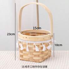 1个手工编织野餐篮，带坚固框架 - 耐用时尚的户外储物篮，花篮，适合家庭野餐、露营、旅行必备 - 便携、轻便、易于携带，野餐必备收纳袋，自然美观 - 手工編織籃子 - 查看 14