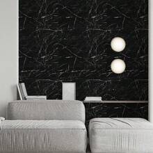 [Giấy dán tường giả đá cẩm thạch chống thấm nước] Giấy dán tường giả đá cẩm thạch đen trắng, chống thấm nước, chống dầu, có thể tháo rời, thích hợp cho phòng tắm, nhà bếp, phòng ngủ, phòng khách và văn phòng, kích thước 40cm*100/300/500cm - đen - Xem 8
