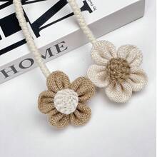 Handmade Linen Flower Window Curtain Tie Backs, Luxury Decorative Holdbacks For Living Room Bedroom Home Decor - Brown - View 7