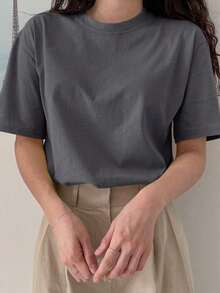 Summer Off-Shoulder T-Shirt - 灰色 - 查看 2