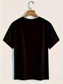 Camiseta estampada de cuello redondo en talla grande - Negro - Ver 3