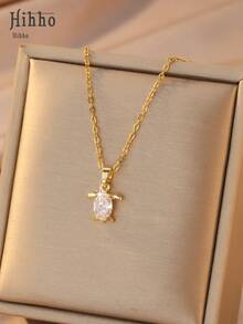 Hihho 1pc Ocean Series Summer Limited Edition Colorful Sea Turtle Necklace, Elegant Clavicle Chain, Versatile For Daily Wear And Vacation - Baby Turtles - View 8