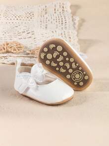 0-3-5 Months Spring/Autumn Newborn Infant Girl Solid Color Bow Cute Princess Shoes Suitable For Indoor/Outdoor - White - View 12