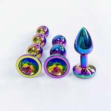1pc, Metal Anal Plug, Gem Base Butt Plug, Anal Massage Dilatancy Toys, G-Point Massage, Stimulator Anal, Anus Sex Toys For Women And Men - Dazzling - View 5