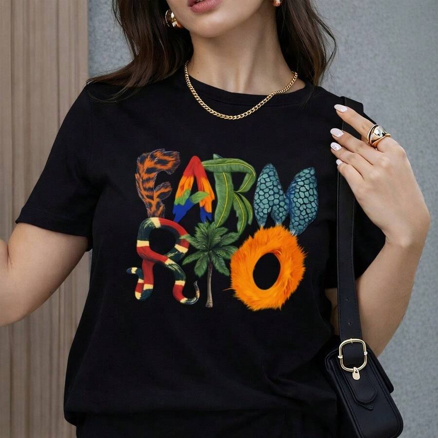 Faam Rio Women's T-Shirt - Stylish And Comfortable Summer T-Shirt - Premium Cotton - Black - View 1